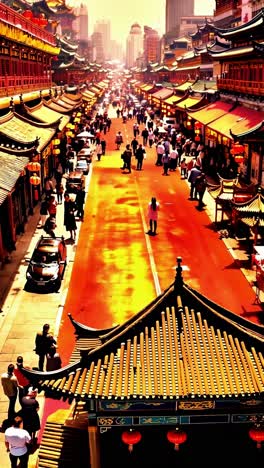 busy street scene in a chinese market