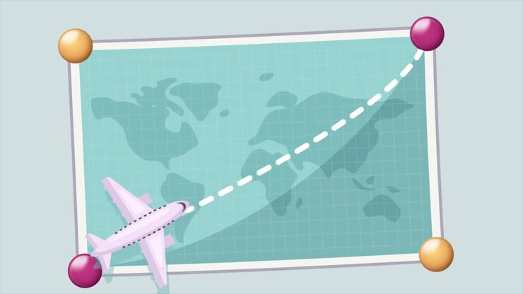 aereo che vola sopra la mappa del mondo