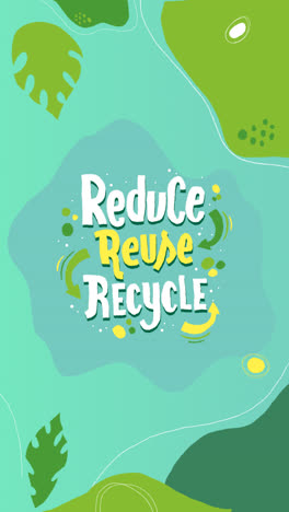 gráfico de movimiento dibujado a mano reducir la reutilización reciclar letras