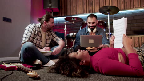 musical group in the studio