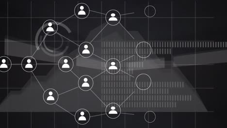 animation of scope scanning, icons and data processing