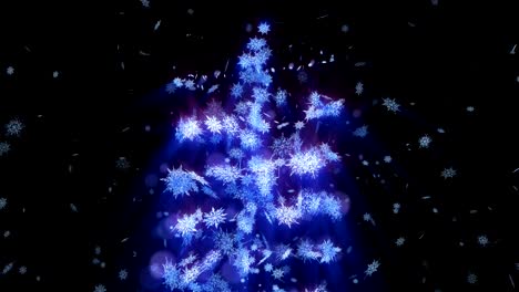 el símbolo del invierno brillante con los copos de nieve de belleza. vórtice de la nieve de giro. patrón de invierno. la belleza bailando copos de neve. animación de bucle abstracto.