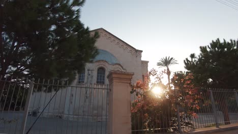 beautiful church in  limassol, cyprus. sunset sunbeam