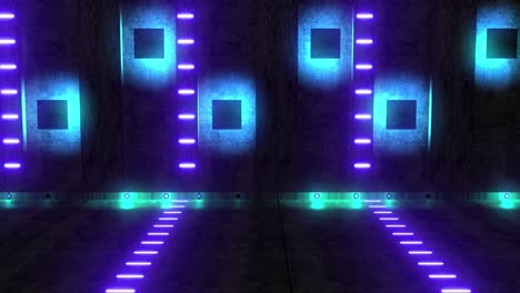 neon glowing concrete room