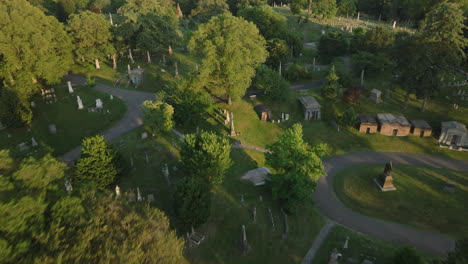 aerial view of an empty cemetery