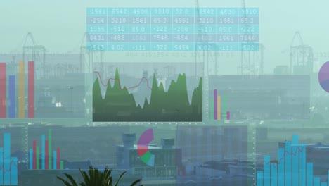 Animación-Del-Procesamiento-De-Datos-Financieros-Sobre-El-Paisaje-Urbano