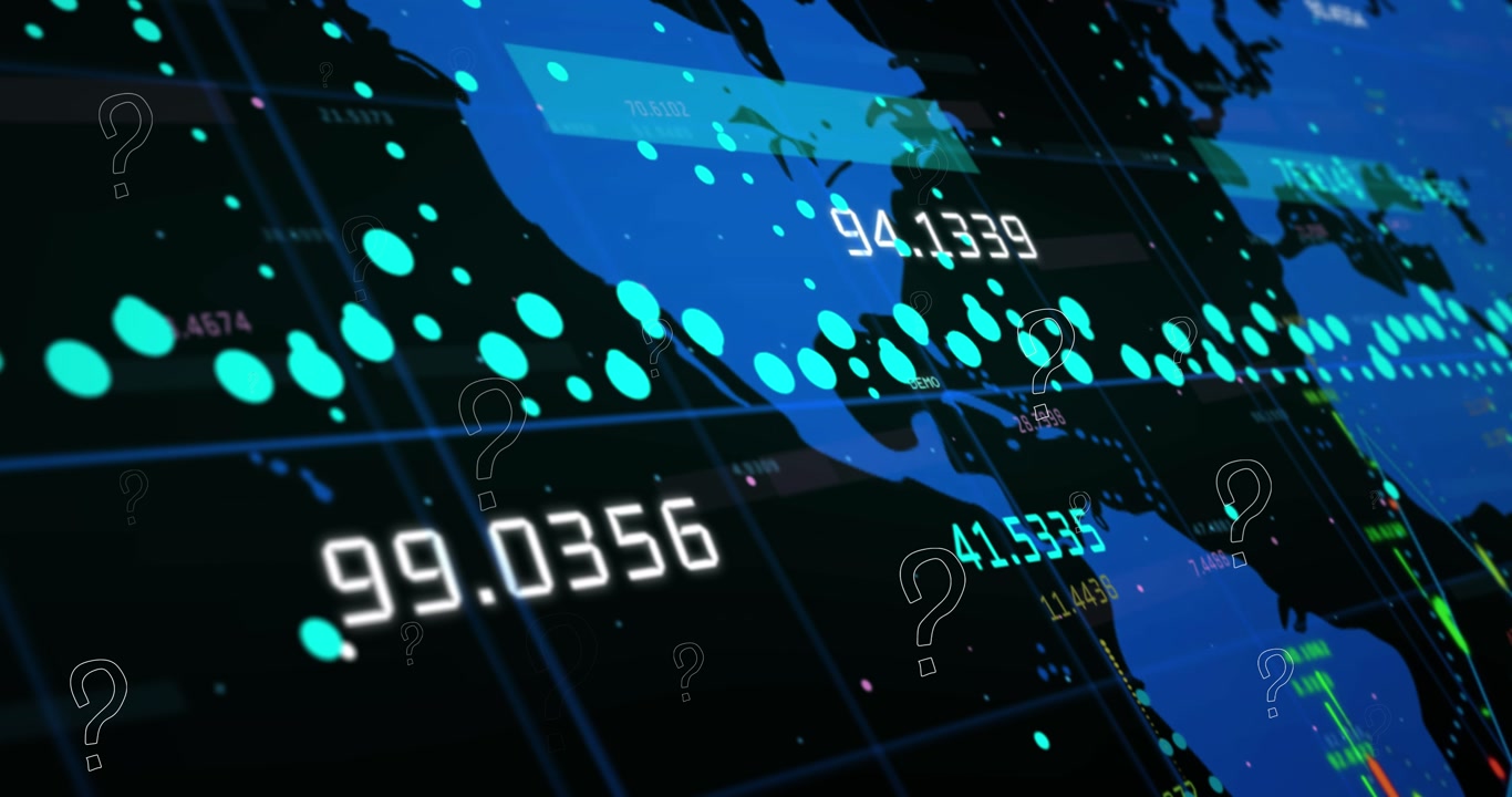 Animation of question marks over data processing