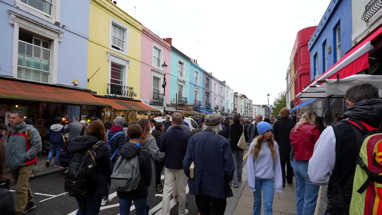 Crowds at Notting Hill Portobello Road Market in London