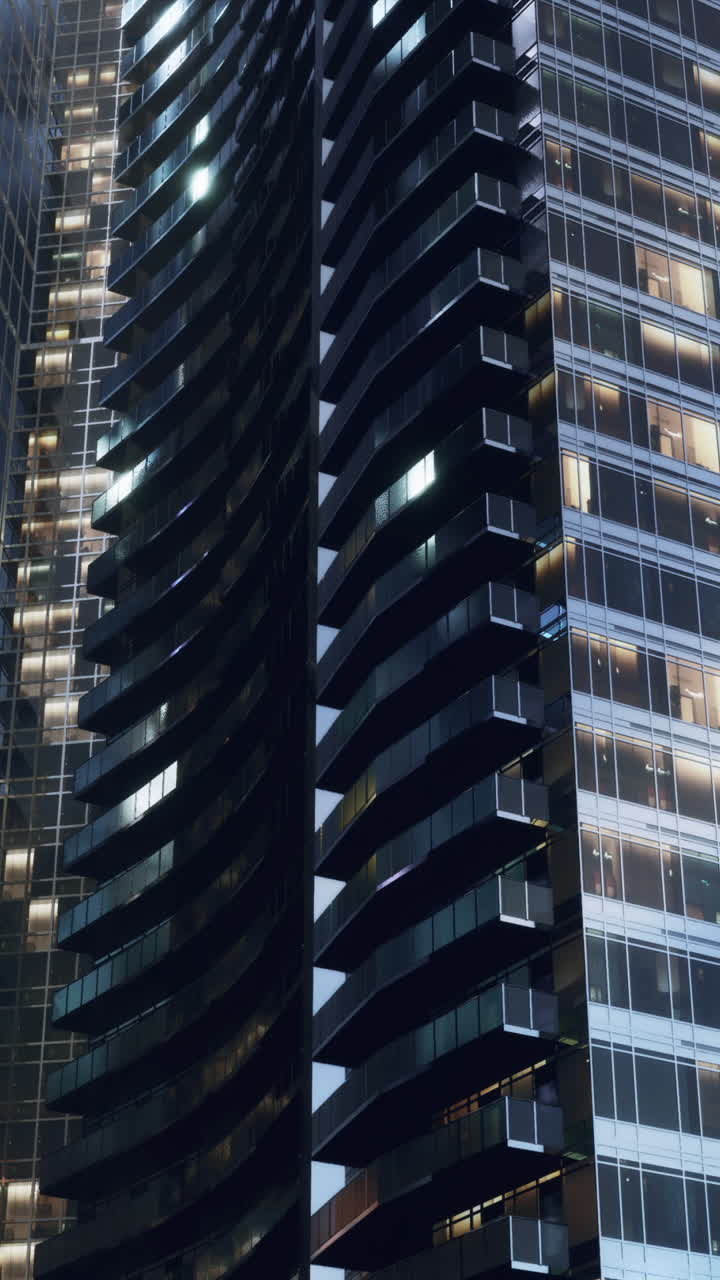 impresionante vista nocturna de los rascacielos modernos