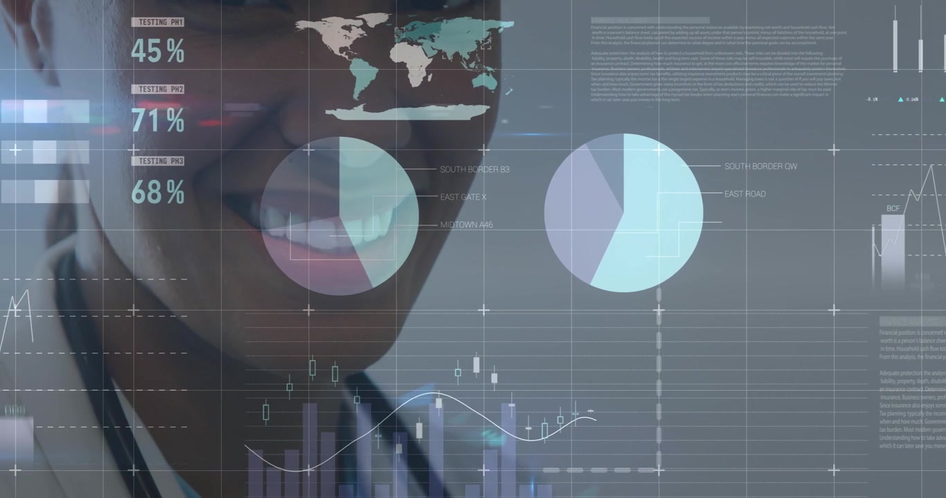 Animation of text with globe and network of connections