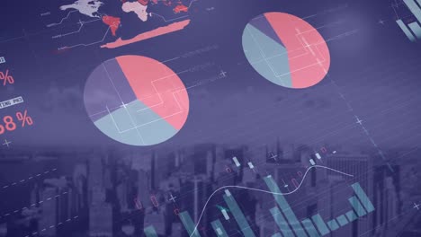 Animation-of-graphs-and-data-over-cityscape