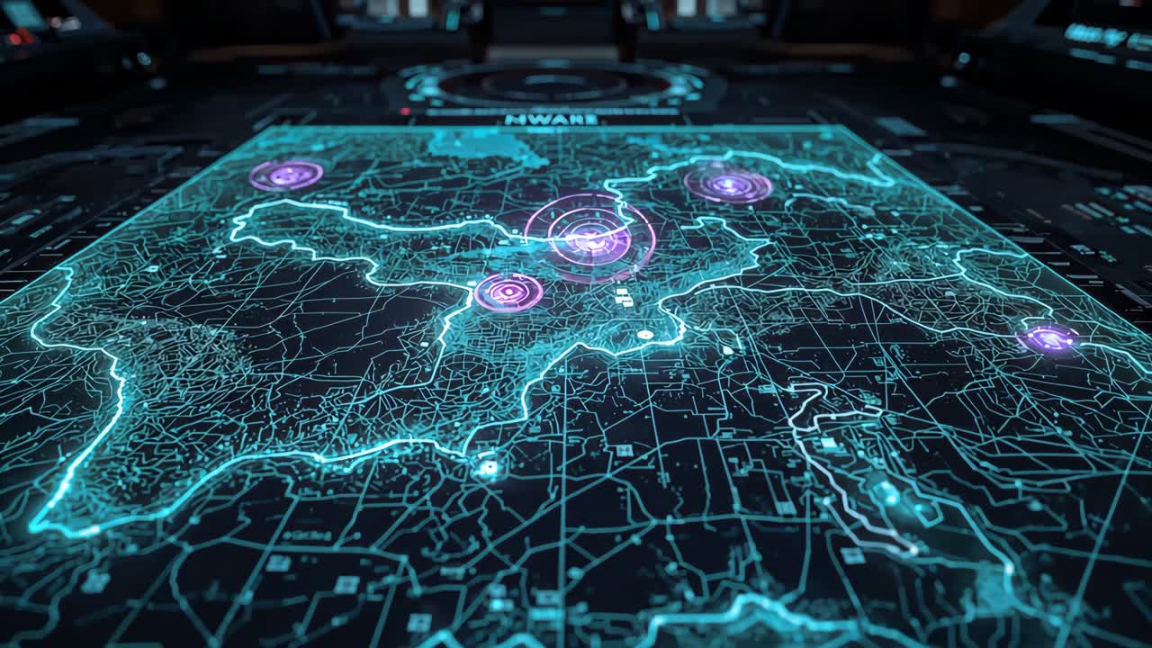 Futuristic City Map Interface