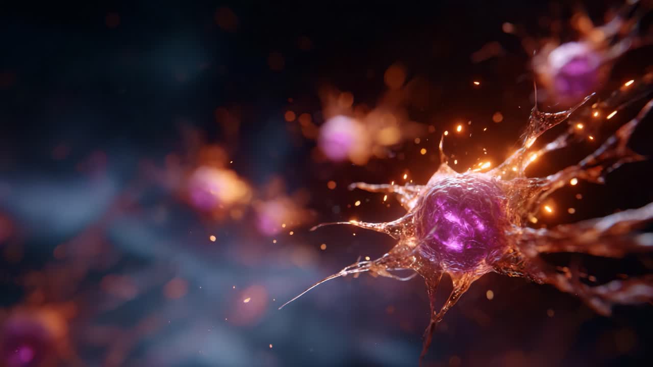 A detailed visualization of biologically active neurons demonstrating intricate structures and connections in a vibrant and dynamic neural network environment