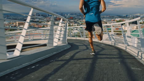 Man,-legs-or-running-on-city-bridge-for-healthcare