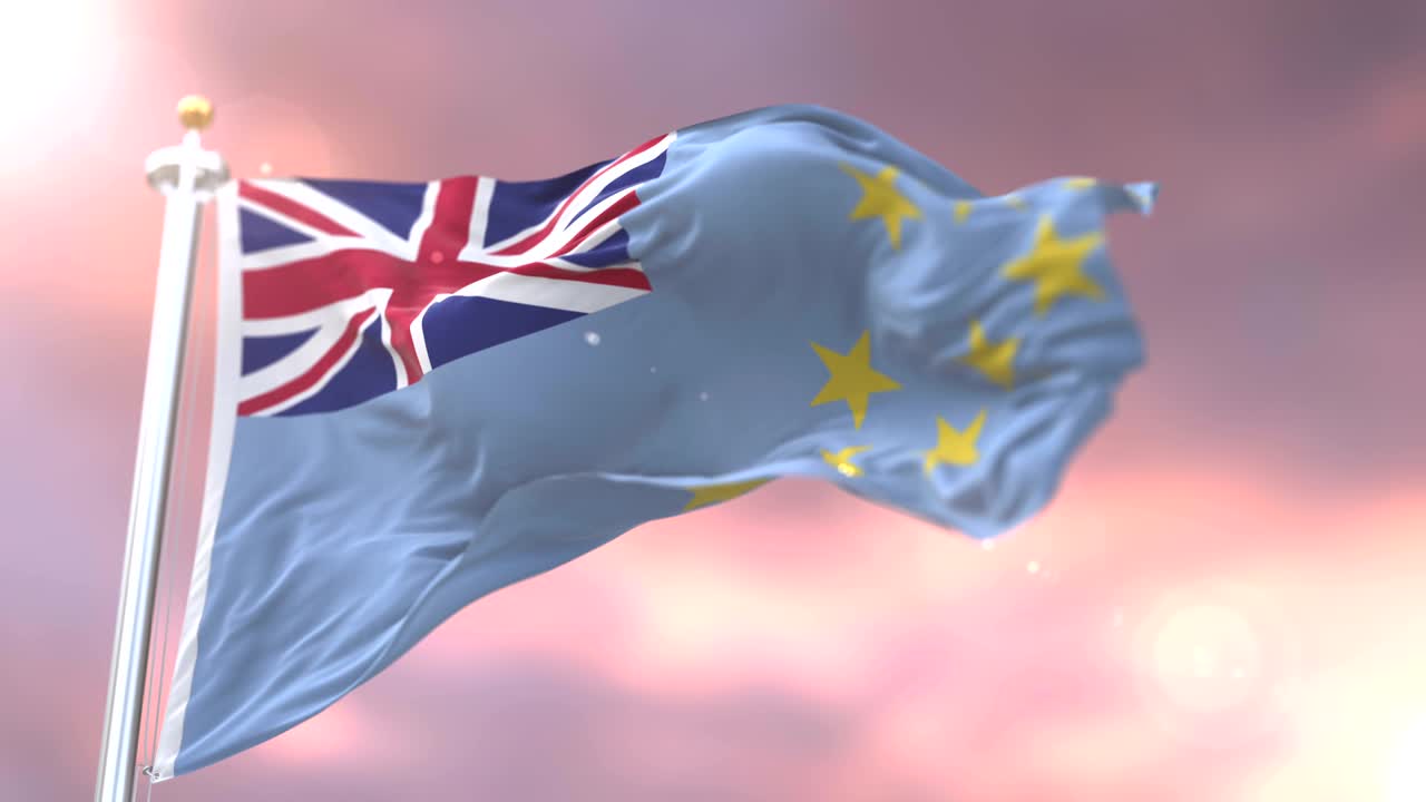 투발루의 발이 바람에 흔들리고 서서히 해가 지면, 루프