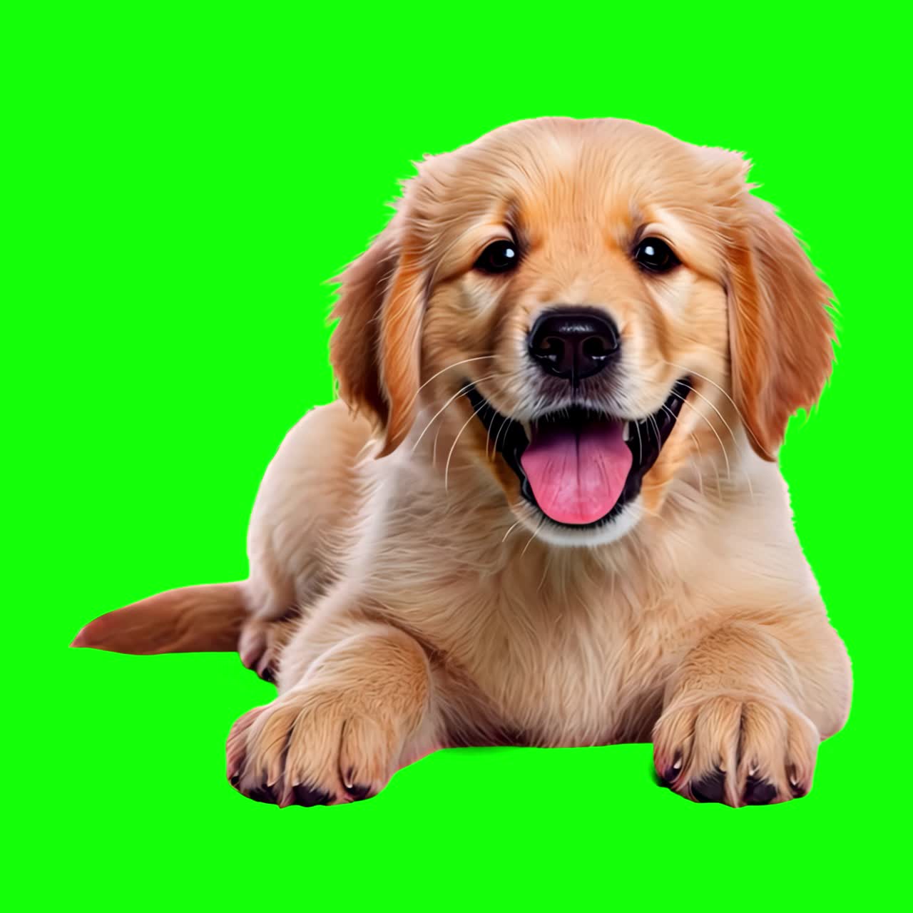 Adorable puppy animation, transparent 4K video, green screen