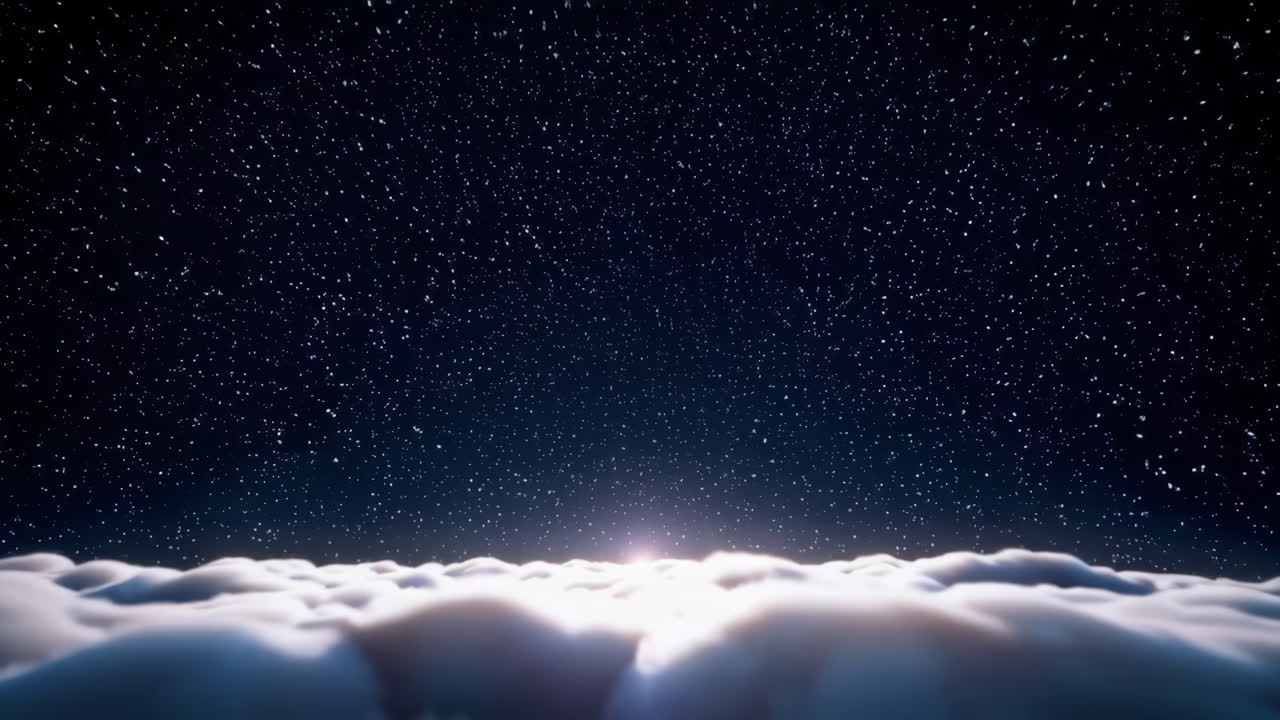 Sunrise Above the Clouds at Night