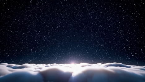 sunrise above the clouds at night