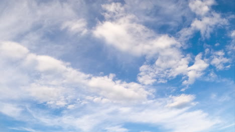 light white cloudscape in the beautiful blue sky. soft clouds floating in the atmosphere. low angle view. timelapse.