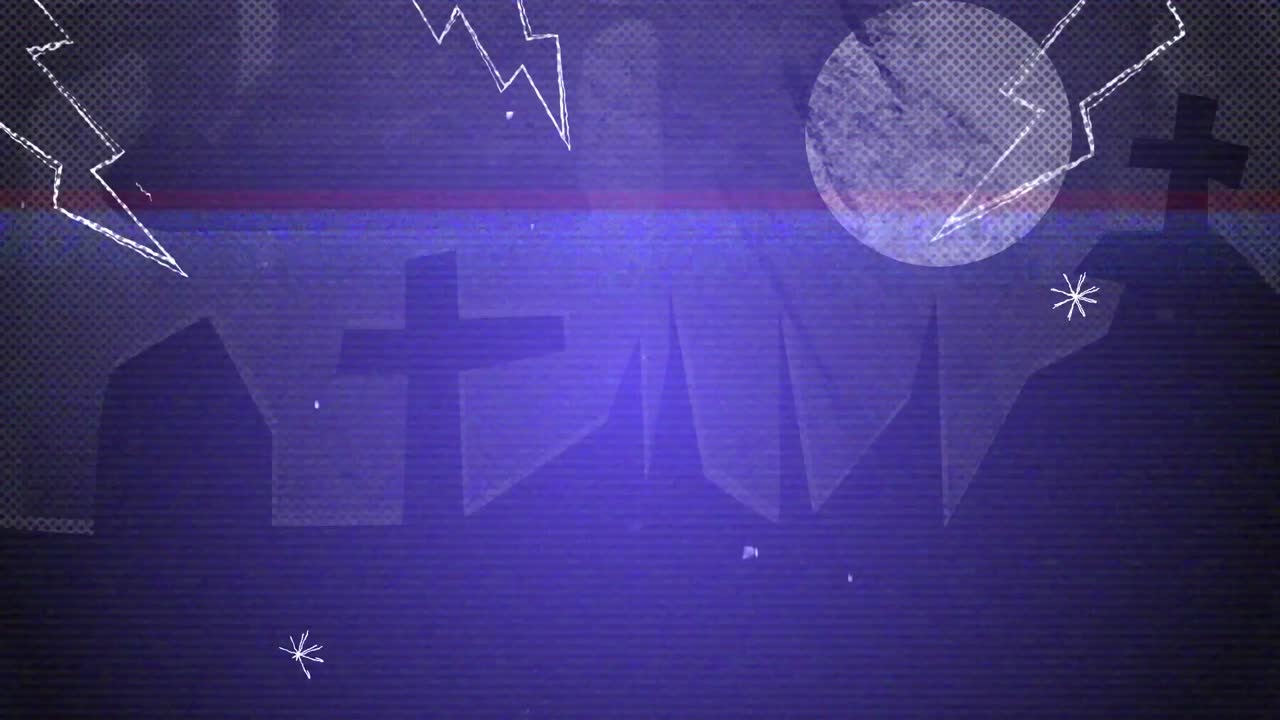 animación de ruidos de halloween aterradores sobre el cementerio durante la tormenta