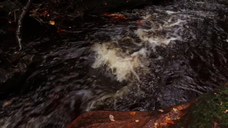 arroyo del río escocés que fluye a cámara lenta en la temporada de otoño en finnich glen devils púlpito en el reino unido