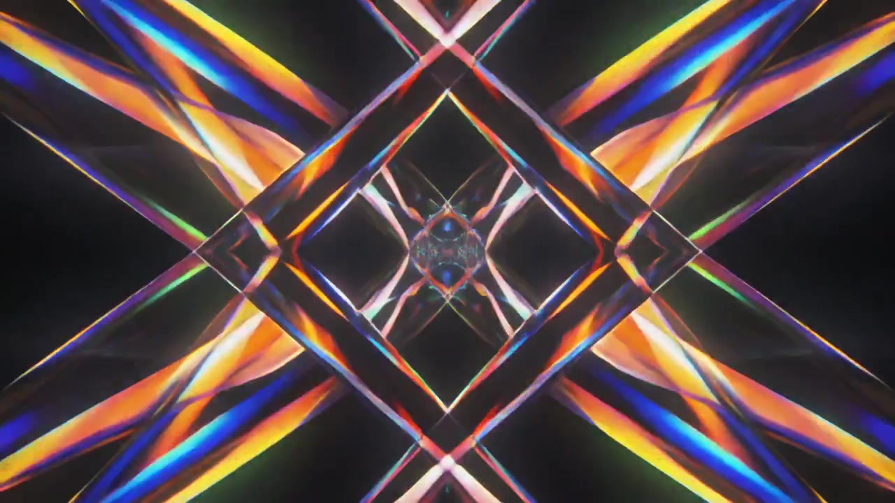Abstraktní kaleidoskopický vzor s prizmatickými lomy světla