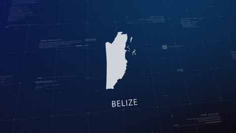 belize country map comes to life with cinematic panning, unveiling key details, the capital, and slogan, providing an engaging background for corporate and commercial use