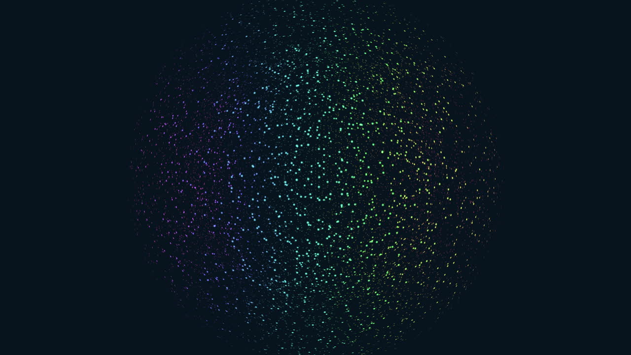 A colorful 3D sphere with intricate, interconnected lines on a black surface, featuring rainbow hues. The pattern suggests an abstract design open to diverse interpretations