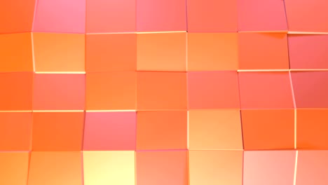 abstract simple pink orange low poly 3d surface as art environment. soft geometric low poly motion background of shifting pure pink orange red polygons. 4k fullhd seamless loop background