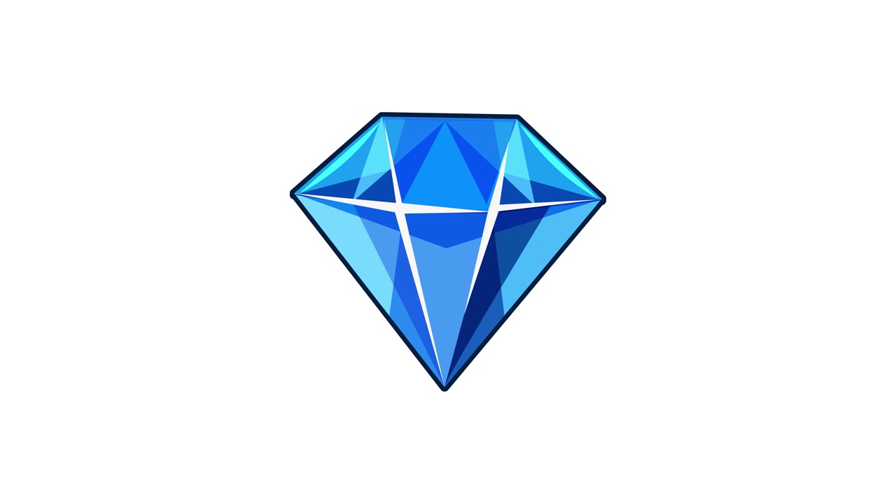 A blue diamond appears, shatters into fragments, and then reassembles against black, white, and green backgrounds. Clean, geometric, high-contrast digital animation