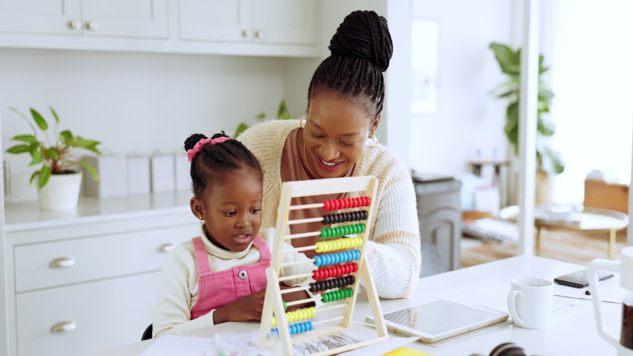 Kindergarten, math and education with black family