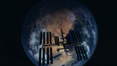 international space station in outer space over the planet earth orbit