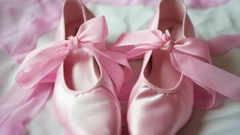 pair of pink satin ballet shoes
