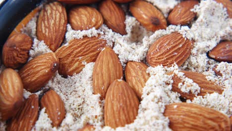 close-up of almonds with almond flour