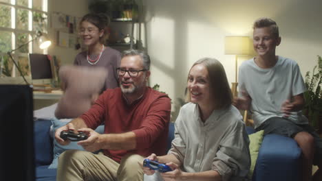 family fun gaming session in the living room