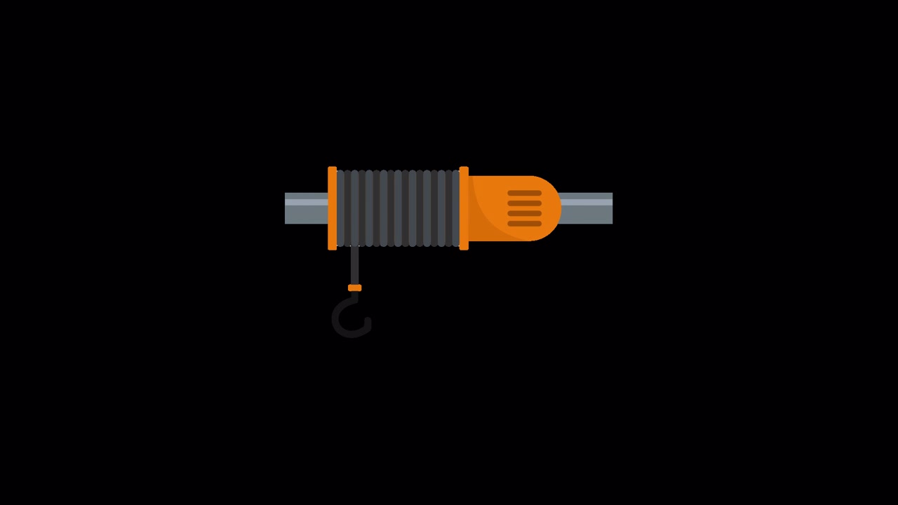 Flat Design Animation of Industrial Winch with Hook