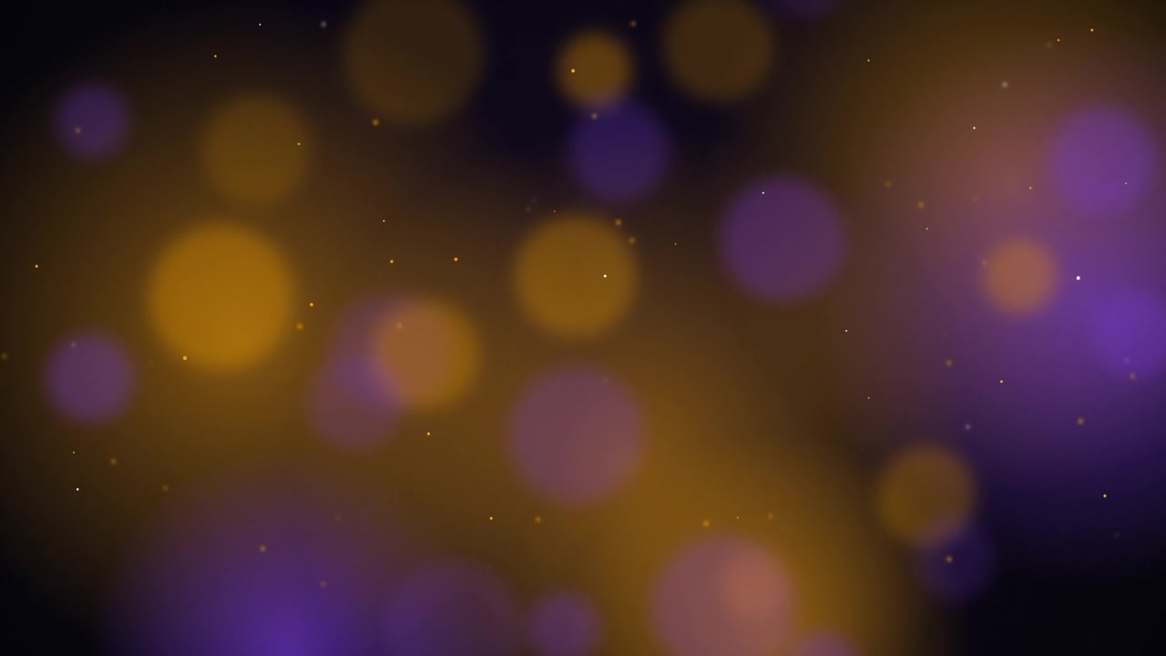 Abstract Background with Floating Golden and Purple Bokeh Particles
