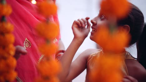 young parents with daughter celebrate decorate for diwali festival