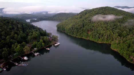 Aerial-Tlit-Up-Watauga-Lake-in-East-Tennessee-just-outside-of-Elizabethton-and-Johnson-City-Tennessee