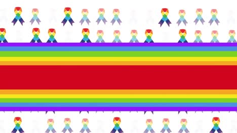 Animation-Von-Regenbogenbändern-Und-Linien-über-Regenbogenbändern