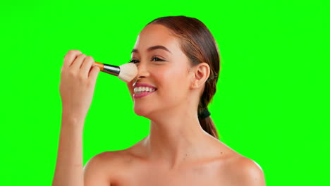 pantalla verde, pincel de maquillaje