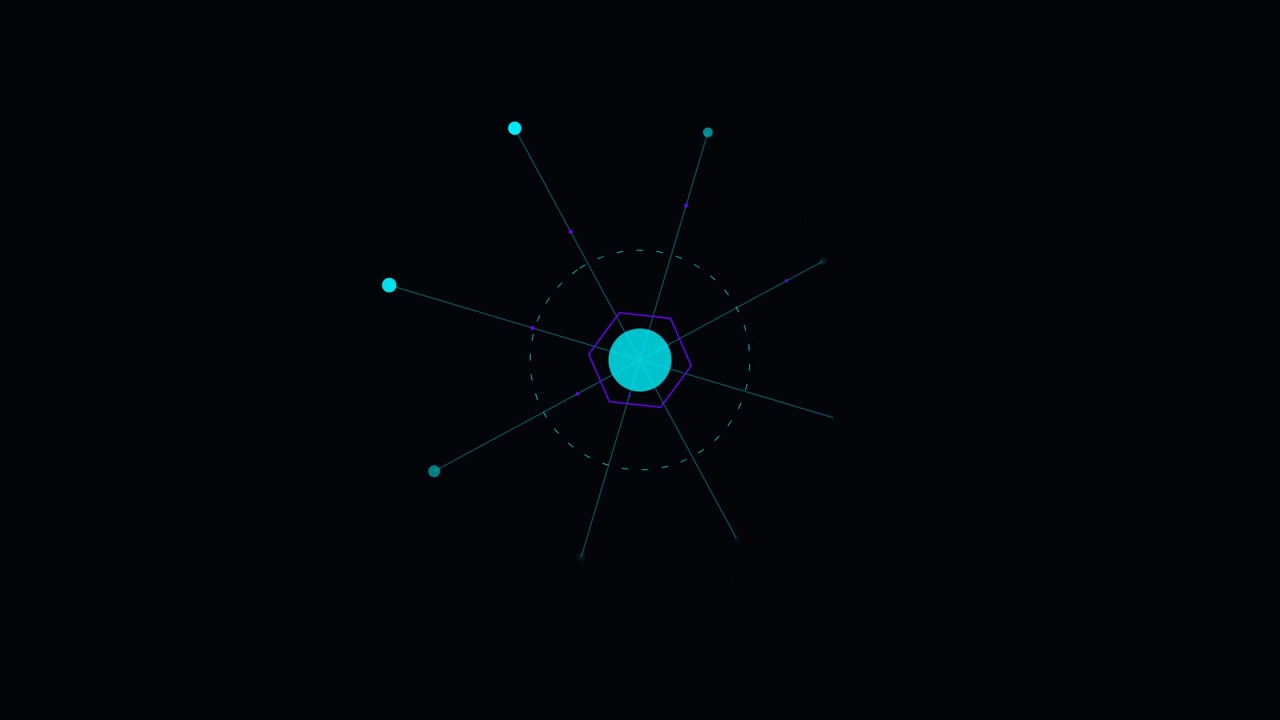 Abstract Digital Hexagon Network Animation on Dark Background