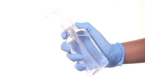 hand sanitizer in a glove