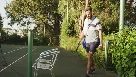 Video-of-happy-caucasian-men-entering-the-court