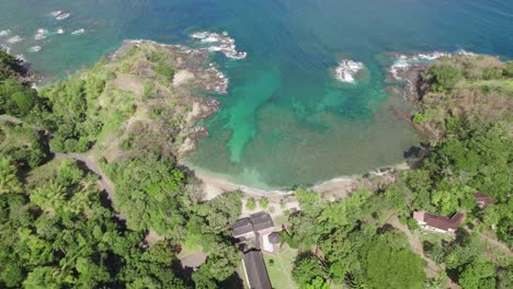 impresionante fotografía aérea de la playa de arnos vale, la pristina arena blanca de tobago y las aguas cristalinas del caribe.