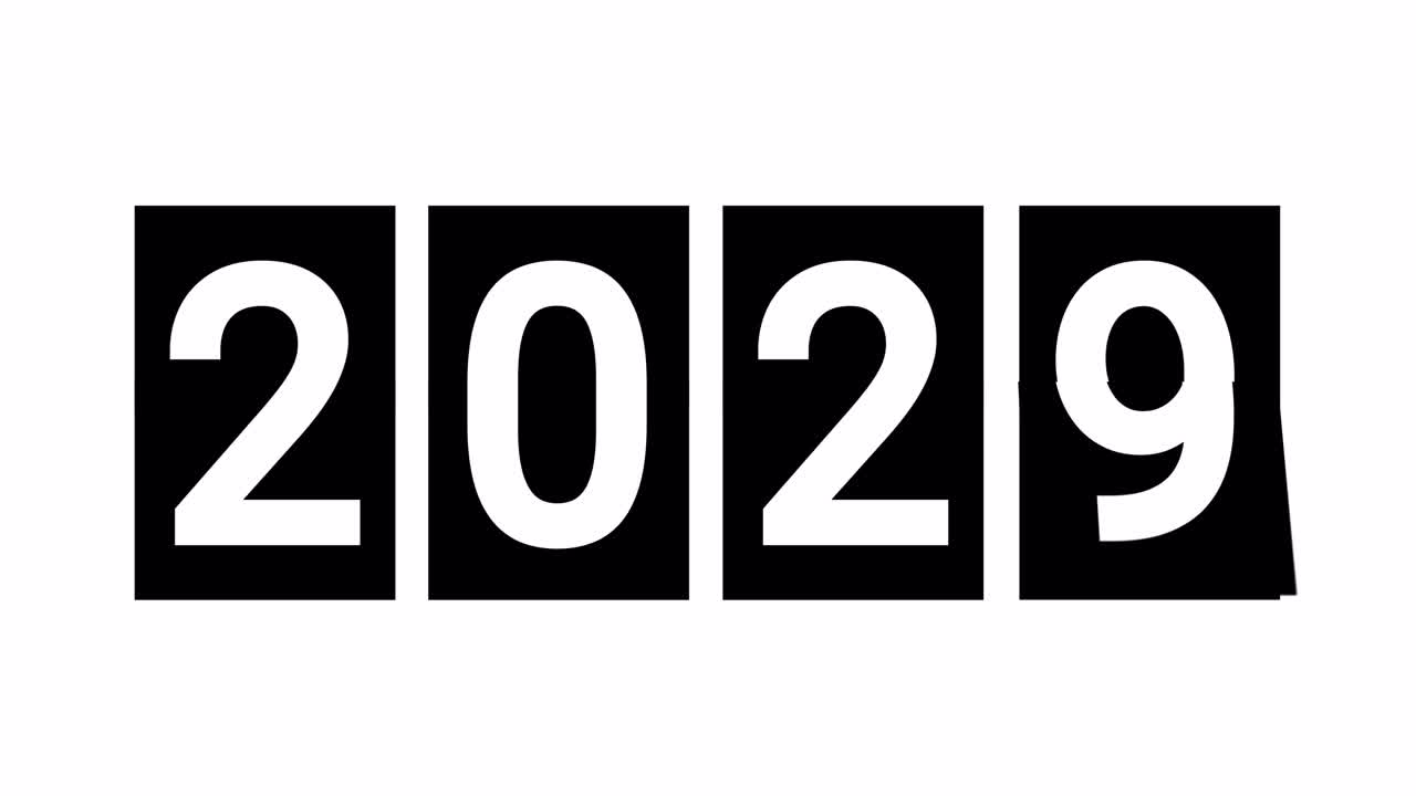 Contatore Digitale di Anni Animato che Scorre dal 2020 al 2030