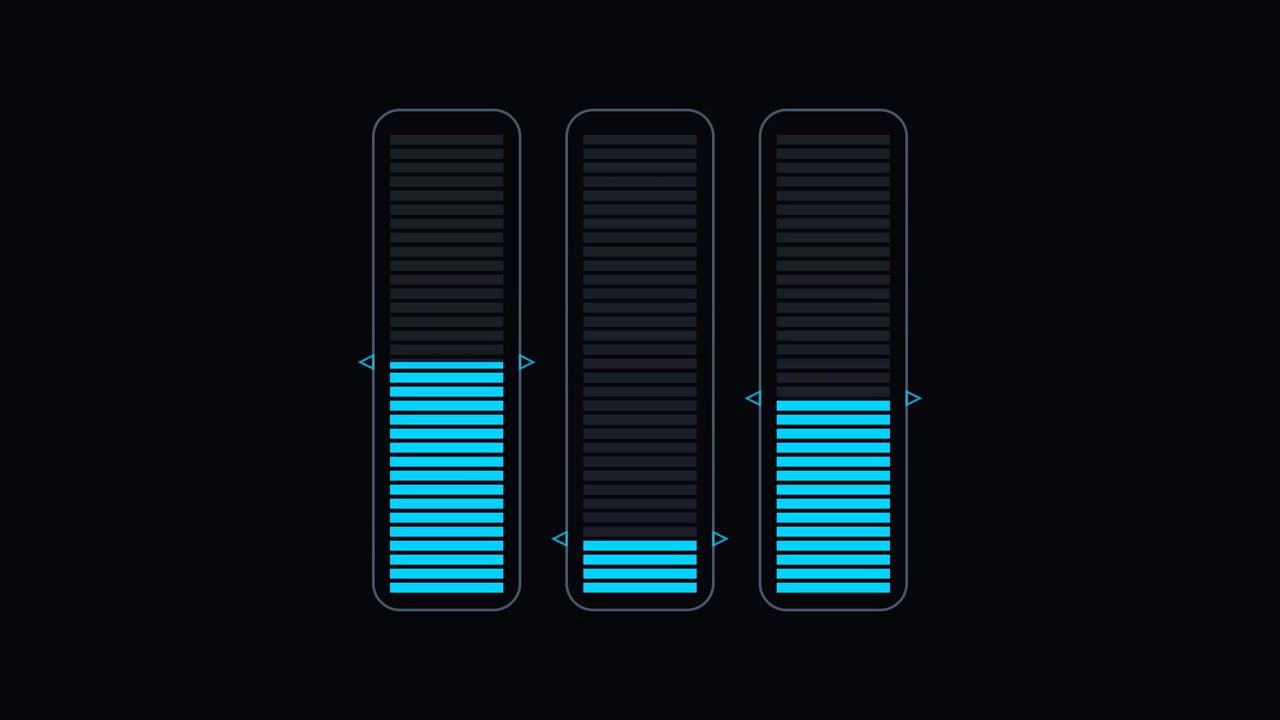 Digital Audio Equalizer Bars Moving on Dark Background