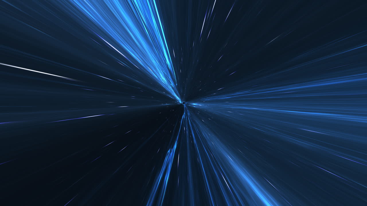 Wormhole blu, tunnel di curvatura con stelle che passano e spazio che si incurva