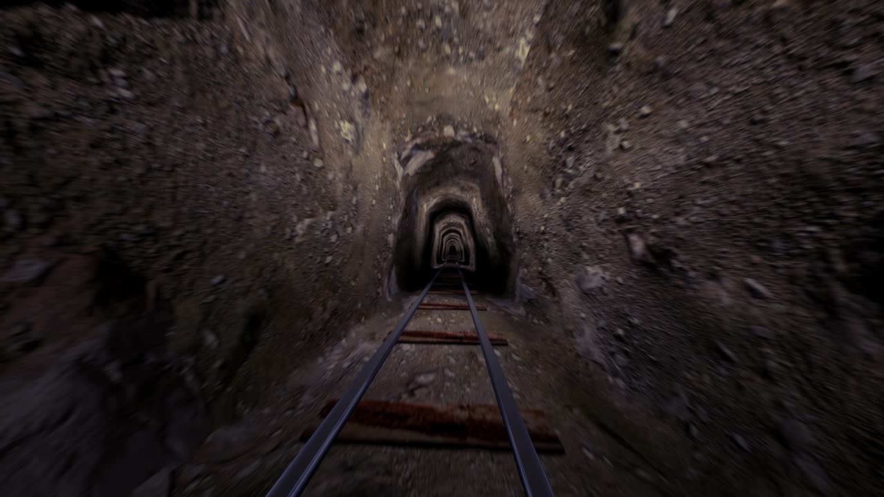 Dark Mine Tunnel with Tracks