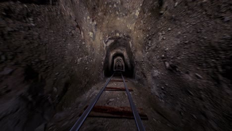 dark mine tunnel with tracks